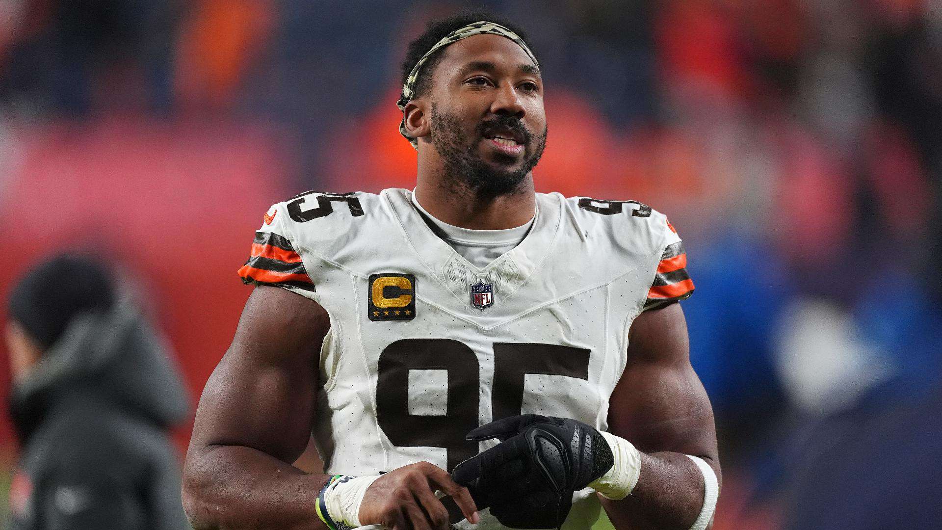 Credit: AP Cleveland Browns defensive end Myles Garrett after a game against the Denver Broncos Monday, Dec. 2, 2024. (AP Photo/David Zalubowski)